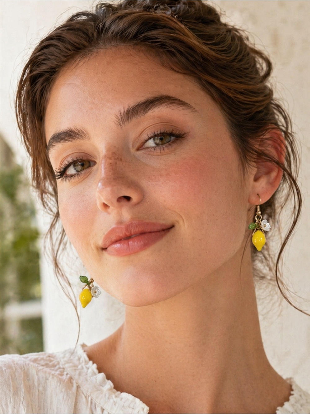 NWOT Anthropologie Lemon Blossom Charm Drop Earrings